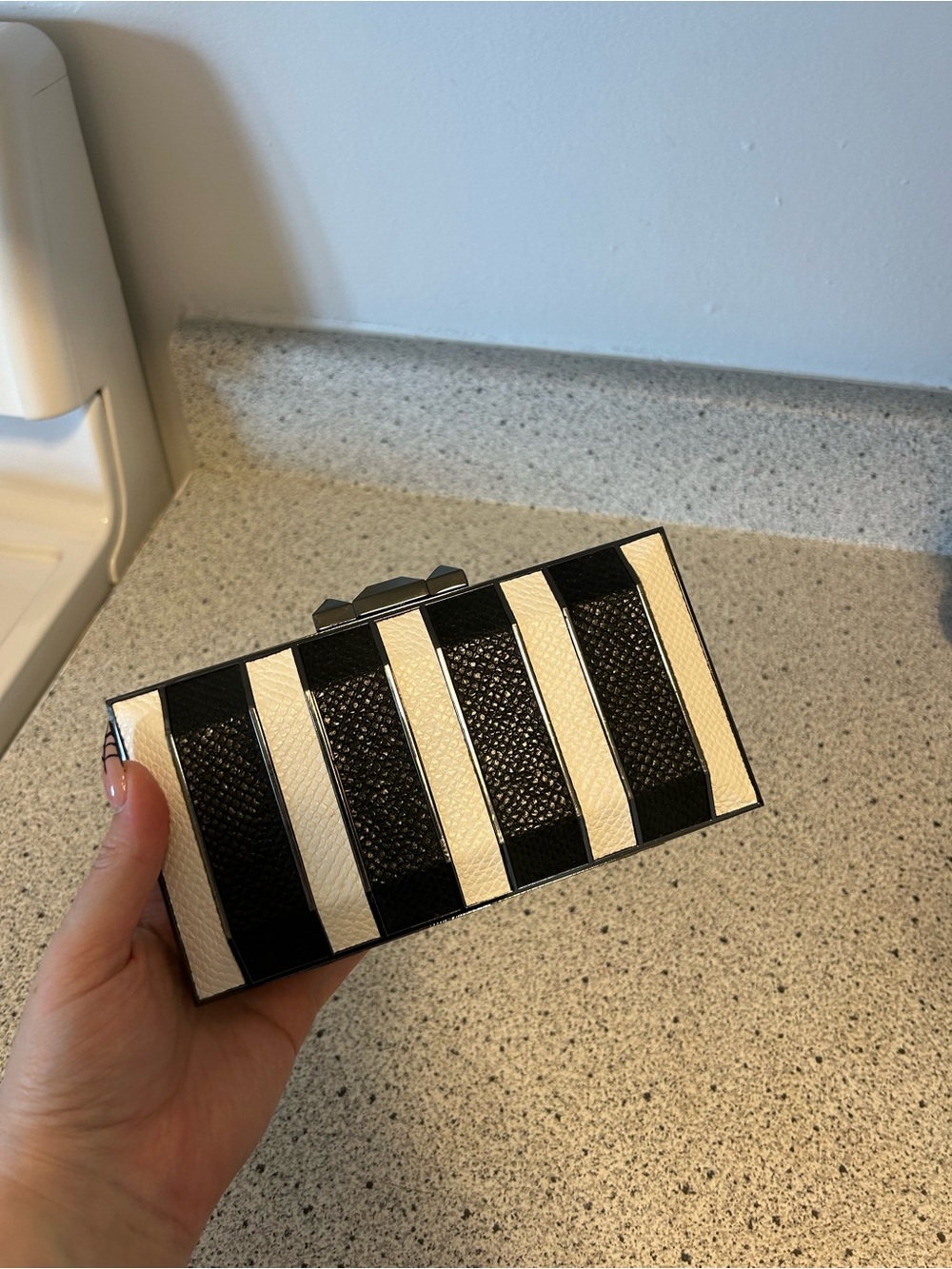 Striped Black and Cream Women's Clutch